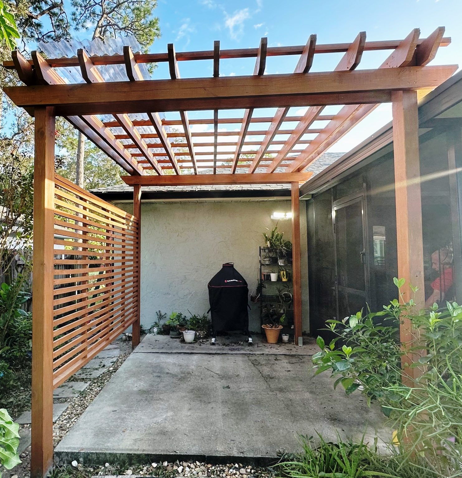 Billko handyman project: custom stained wood pergola