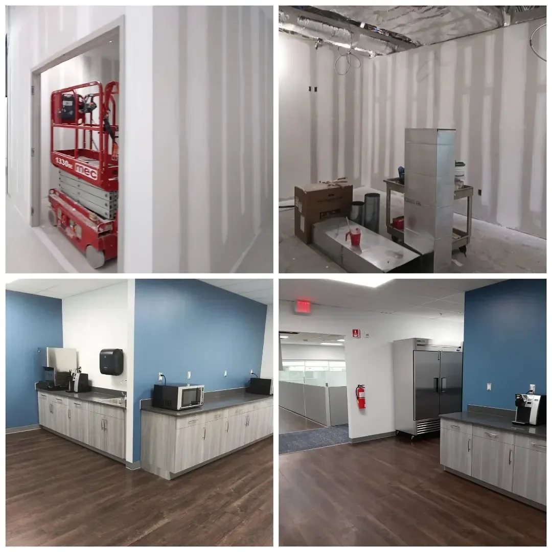 Commercial metal stud framing and drywall project