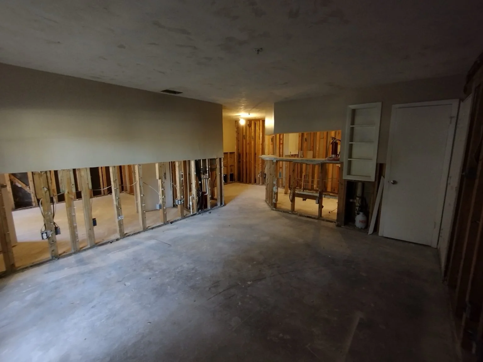 Drywall renovation before repair and finishing